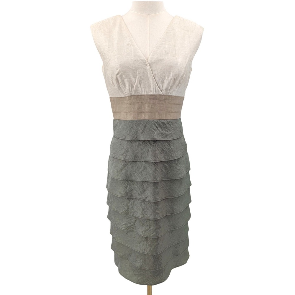 Jessica Howard Tiered Sheath Dress Colorblock Career Cocktail Petite 4P